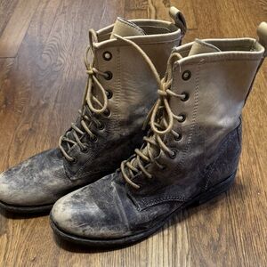 Women’s Frye Veronica Black and Tan Combat Boots